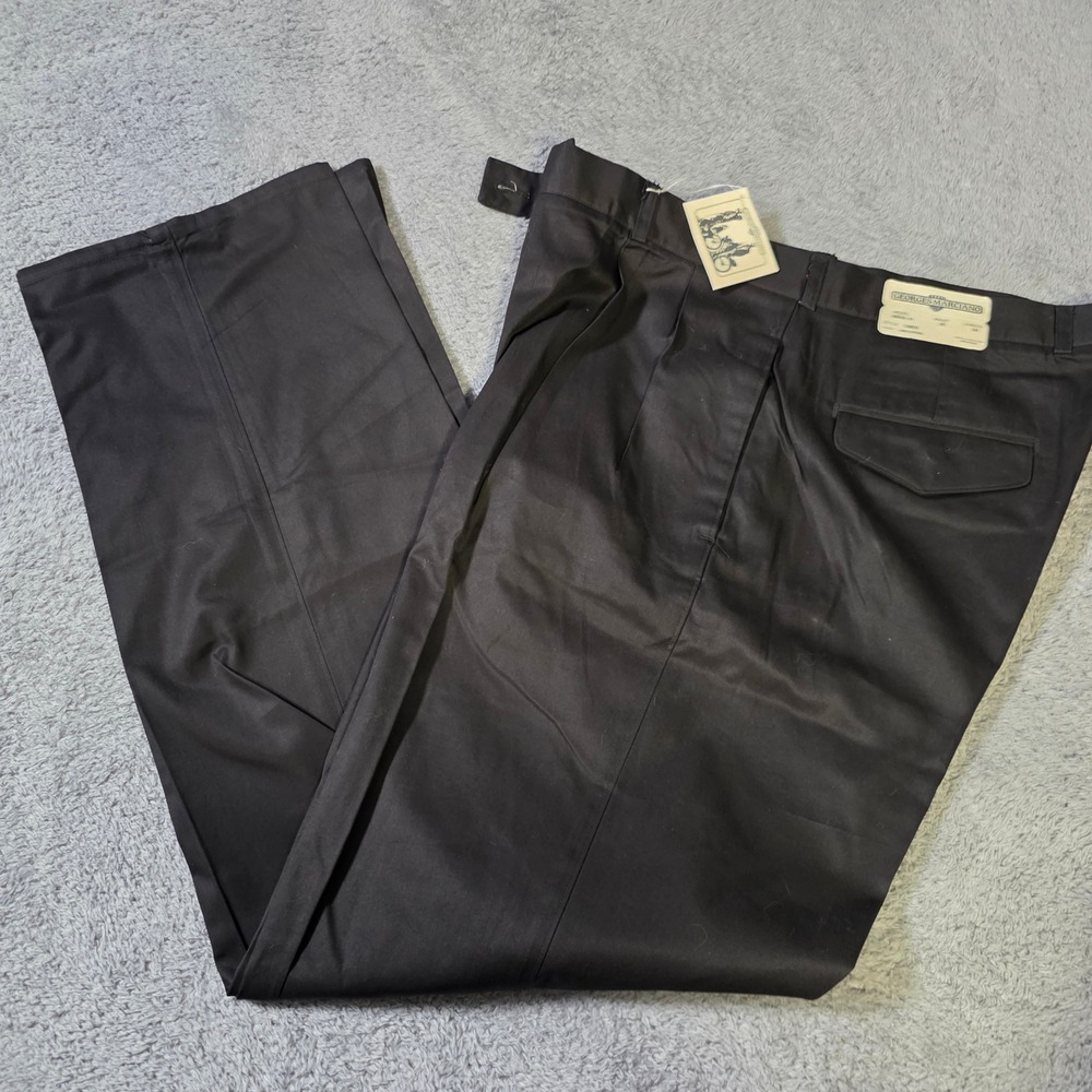 Georges Marciano Mens 36x34 Pleated Trousers Black Vintage 90s Cotton Deadstock